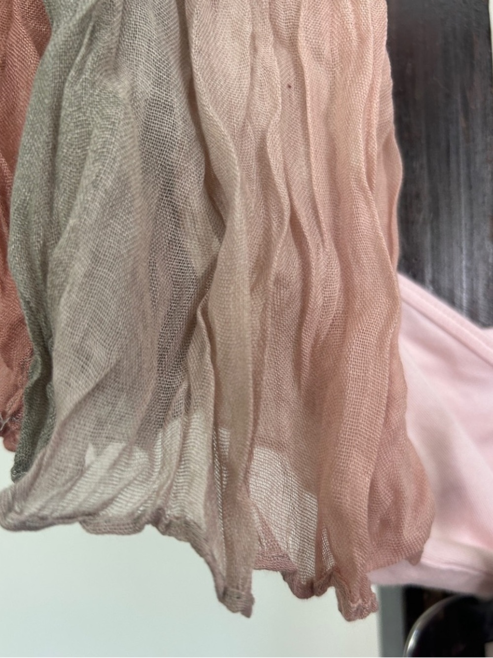 Pink Green Airy Scarf Bohemian Accessory UPCycle Rework - Picture 6 of 6